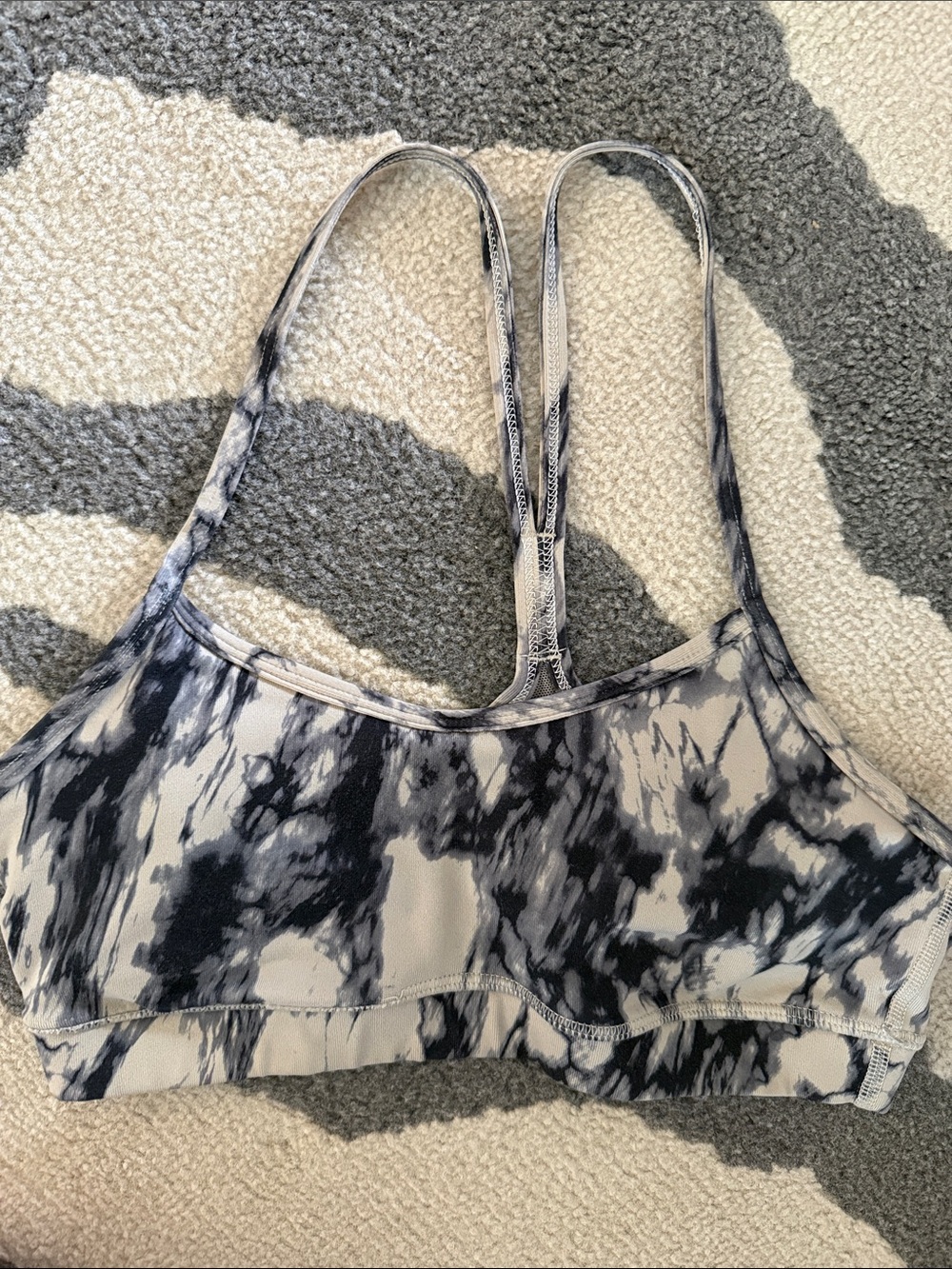 lululemon athletica Black & White Tie-Dye Thin-Strap Sports Bra